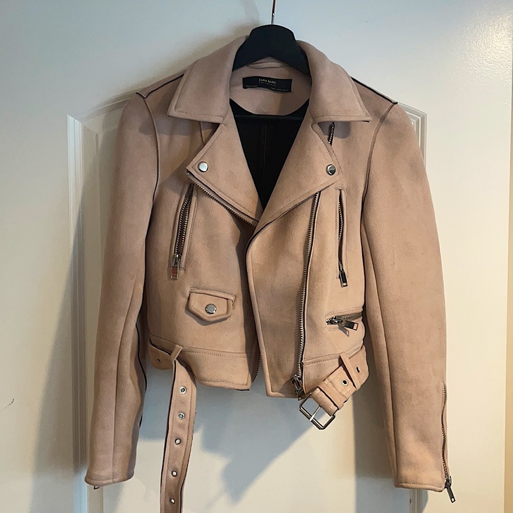 Faux-Suede Pink Moto Jacket